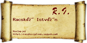 Racskó István névjegykártya